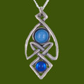 Celtic Knot Antiqued Blue Glass Stone Stylish Pewter Pendant