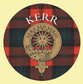 Kerr Clan Crest Tartan Cork Round Clan Badge Coasters Set of 2