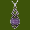 Celtic Twist Antiqued Purple Glass Stone Small Stylish Pewter Pendant