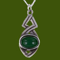 Celtic Twist Antiqued Green Glass Stone Small Stylish Pewter Pendant