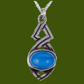 Celtic Twist Antiqued Blue Glass Stone Small Stylish Pewter Pendant