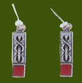 Celtic Knot Square Red Glass Stone Stylish Pewter Sheppard Hook Earrings