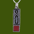 Celtic Knot Antiqued Square Red Glass Stone Small Stylish Pewter Pendant