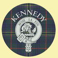 Kennedy Clan Crest Tartan Cork Round Clan Badge Coasters Set of 2