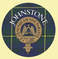 Johnstone Clan Crest Tartan Cork Round Clan Badge Coasters Set of 2