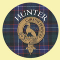Hunter Clan Crest Tartan Cork Round Clan Badge Coasters Set of 2