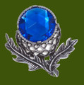Thistle Flower Antiqued Blue Glass Stone Stylish Pewter Brooch