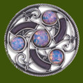 Celtic Triscele Knotwork Antiqued Opal Purple Glass Stone Stylish Pewter Brooch