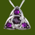Celtic Love Knot Antiqued Purple Glass Stone Small Stylish Pewter Pendant
