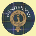 Henderson Clan Crest Tartan Cork Round Clan Badge Coasters Set of 2