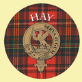Hay Clan Crest Tartan Cork Round Clan Badge Coasters Set of 2