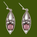 Celtic Oval Knot Antiqued Purple Glass Stone Stylish Pewter Sheppard Hook Earrings