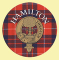 Hamilton Clan Crest Tartan Cork Round Clan Badge Coasters Set of 2