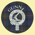 Gunn Clan Crest Tartan Cork Round Clan Badge Coasters Set of 2