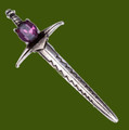 Sword Hilt Antiqued Purple Glass Stone Stylish Pewter Brooch
