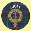 Gray Clan Crest Tartan Cork Round Clan Badge Coasters Set of 2