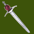 Sword Hilt Antiqued Red Glass Stone Stylish Pewter Brooch
