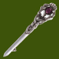 Thistle Love Knot Antiqued Purple Glass Stone Stylish Pewter Kilt Pin