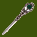 Thistle Love Knot Antiqued Green Glass Stone Stylish Pewter Kilt Pin