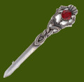 Thistle Love Knot Antiqued Red Glass Stone Stylish Pewter Kilt Pin