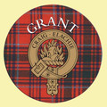 Grant Clan Crest Tartan Cork Round Clan Badge Coasters Set of 2