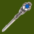 Thistle Love Knot Antiqued Blue Glass Stone Stylish Pewter Kilt Pin
