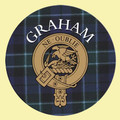 Graham Clan Crest Tartan Cork Round Clan Badge Coasters Set of 2