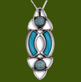 Celtic Trinity Knot Antiqued Turquoise Glass Stone Small Stylish Pewter Pendant