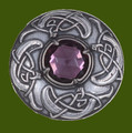 Viking Shield Round Antiqued Purple Glass Stone Stylish Pewter Brooch