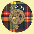 Gibson Clan Crest Tartan Cork Round Clan Badge Coasters Set of 2