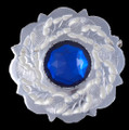 Thistle Flower Decorative Blue Glass Stone Chrome Plated Brooch