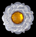 Thistle Flower Decorative Orange Glass Stone Chrome Plated Brooch