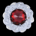 Thistle Flower Embellished Red Glass Stone Chrome Plated Brooch