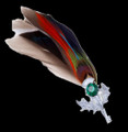 Mallard Feather Plume Thistle Flower Green Glass Stone Chrome Plated Brooch