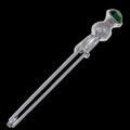 Thistle Flower Bud Green Glass Stone Chrome Plated Kilt Pin