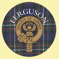 Ferguson Clan Crest Tartan Cork Round Clan Badge Coasters Set of 2