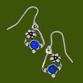 Flower Knot Lapis Lazuli Glass Stone Stylish Pewter Sheppard Hook Earrings