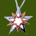 Double Star Polished Copper Plated Stylish Pewter Pendant