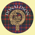 Donaldson Clan Crest Tartan Cork Round Clan Badge Coasters Set of 2