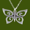 Butterfly Spiral Wings Insect Themed Stylish Pewter Pendant