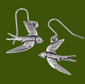 Flying Swifts Bird Themed Sheppard Hook Stylish Pewter Earrings
