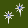 Christmas Star Blue Crystal Small Stud Stylish Pewter Earrings