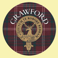 Crawford Clan Crest Tartan Cork Round Clan Badge Coasters Set of 2
