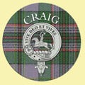 Craig Clan Crest Tartan Cork Round Clan Badge Coasters Set of 2