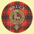 Bruce Clan Crest Tartan Cork Round Clan Badge Coasters Set of 2