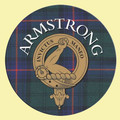 Armstrong Clan Crest Tartan Cork Round Clan Badge Coasters Set of 2