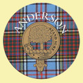 Anderson Clan Crest Tartan Cork Round Clan Badge Coasters Set of 2