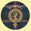 Young Clan Crest Tartan Cork Round Clan Badge Coasters Set of 4