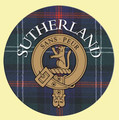 Sutherland Clan Crest Tartan Cork Round Clan Badge Coasters Set of 4
