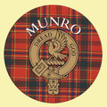 Munro Clan Crest Tartan Cork Round Clan Badge Coasters Set of 4